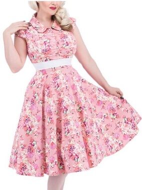 Hearts & Roses H&R UK16/US12 Peachy Pink Floral Dress